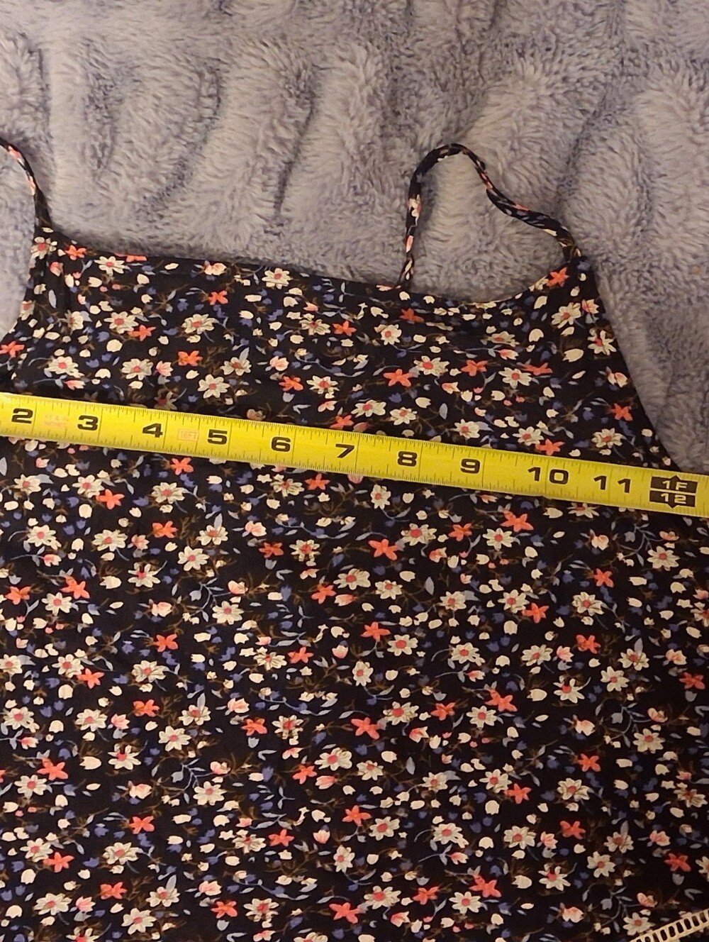 Easel Floral Navy Summer Slip Dress with Lace Trim And Adjustable Straps (Meas) - Picture 12 of 12